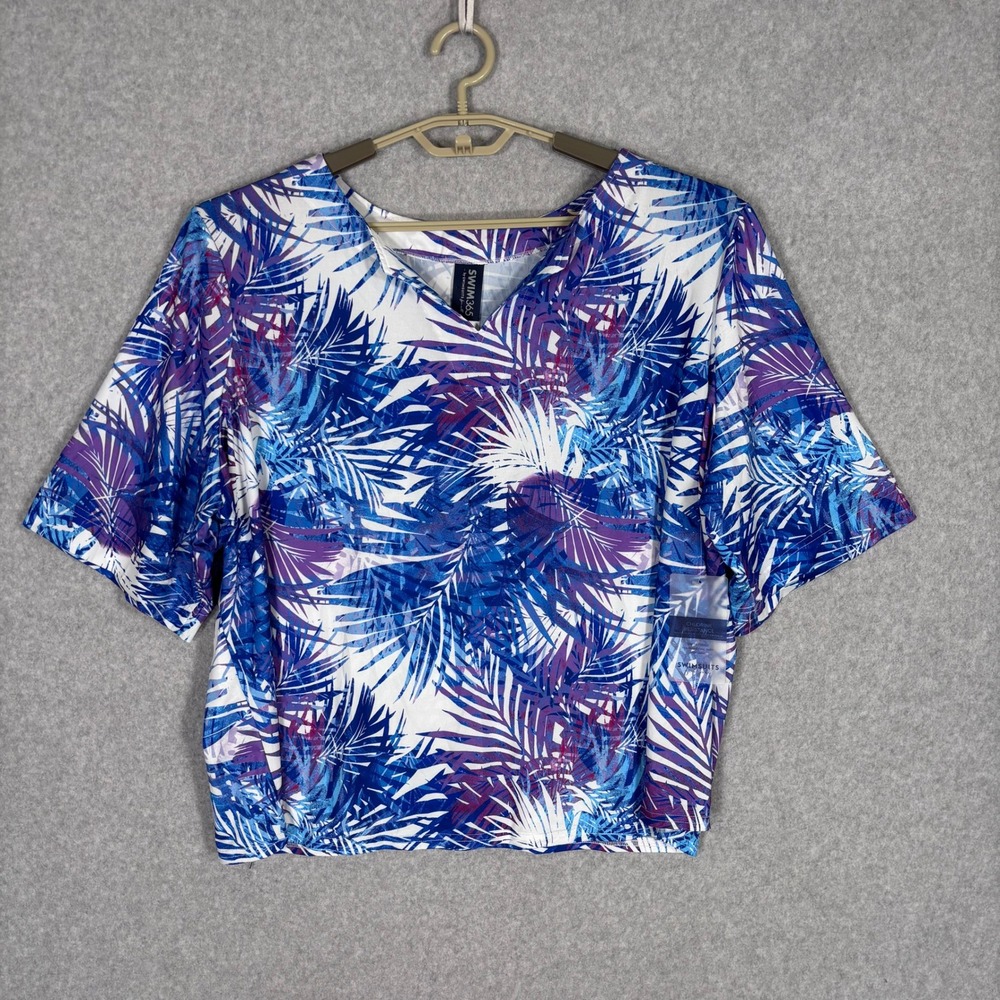 Swim365‎ Swim Shirt Top 22/24 Tropical Palm Leaf Chlorine Resistant Rash Guard